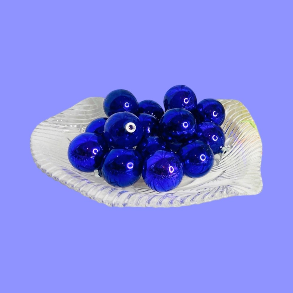 Vintage Amethyst Rauch Glass Ornaments Set of 16 1950s Purple MCM Christmas